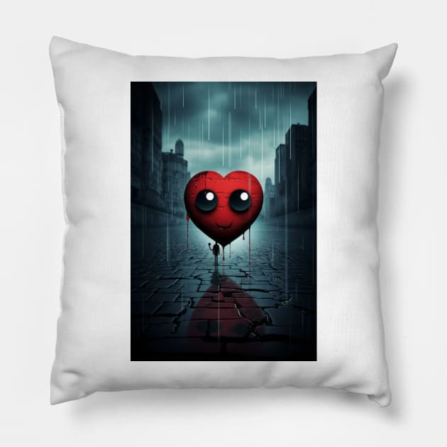 Happy Heart In The City Pillow by TheMadSwede