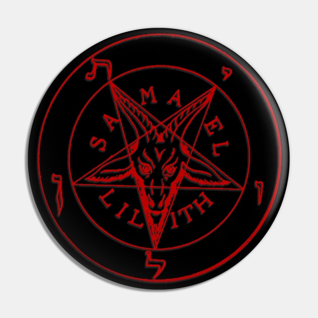 Sigil of Baphomet Clothing | Red on Black Mass | Satanic Pin by WearSatan
