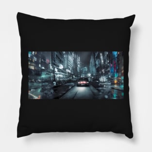 cyber futuristic punk style city Pillow