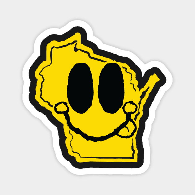 Wisconsin Happy Face with tongue sticking out Magnet by pelagio