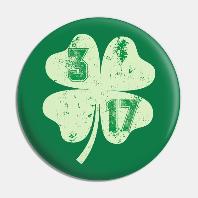 Vintage 3/17 St Patrick's Day Shamrock Pin by Davidsmith