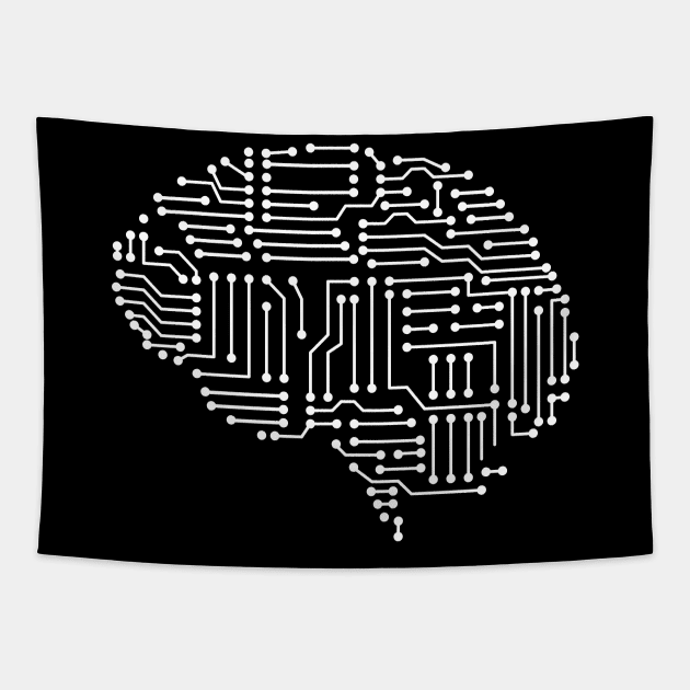 Digital artificial circuit brain Tapestry by All About Nerds