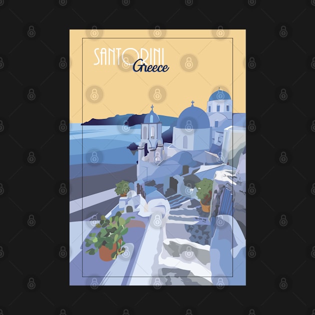 Santorini Greece Illustration by Holailustra