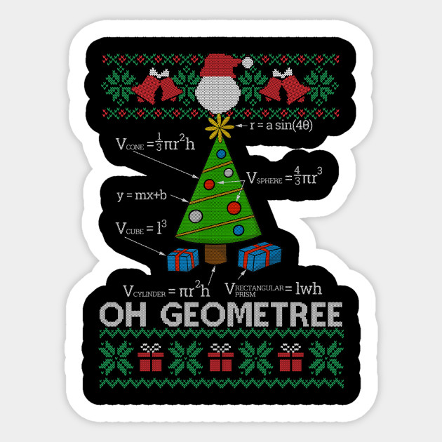 Funny Math Geometry Christmas Tree Geometree Teacher Funny Christmas - Funny Christmas - Sticker