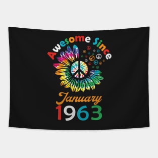 Funny Birthday Quote, Awesome Since January 1963, Retro Birthday Tapestry