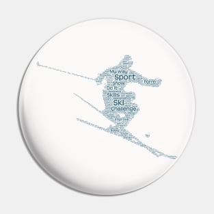 Skiing Skier Silhouette Shape Text Word Cloud Pin