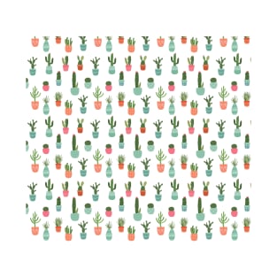 Desert Cactus Garden - Succulents and Cacti Pattern - Cute Potted Plants T-Shirt