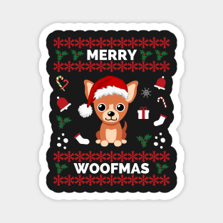 Merry Woofmas Chihuahua Christmas Holiday - Chihuahua Funny Holiday Christmas - Chihuahua Funny Holiday Christmas Celebration Magnet