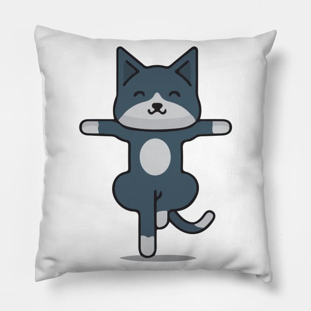 cat yoga position Pillow by Spring Moon