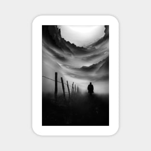 Going Nowhere Black and White Abstract Illustration Magnet