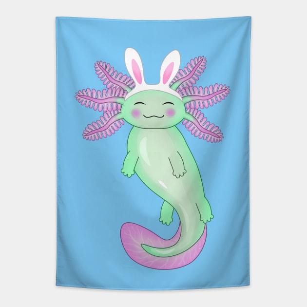 Happy Easter axolotl Tapestry by Purrfect