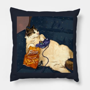 Gamer cat! (third in the series) Pillow