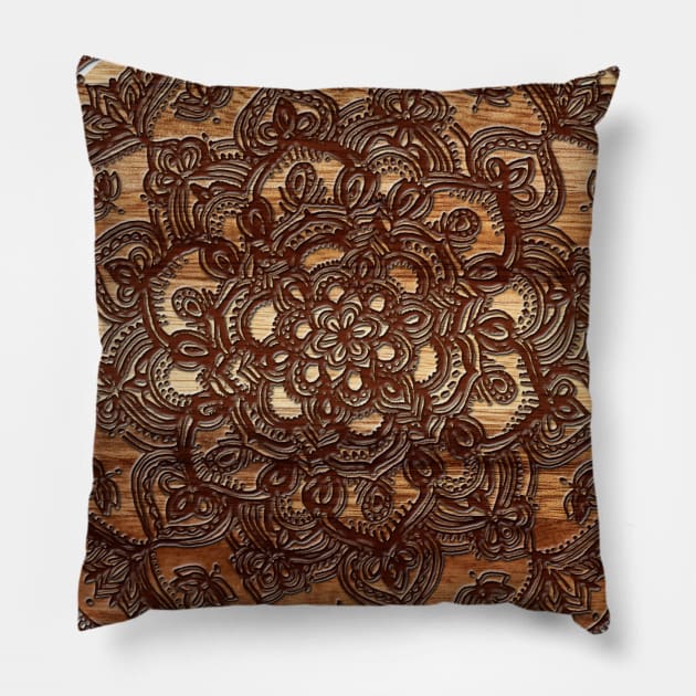 Burnt Wood Chocolate Doodle Pillow by micklyn