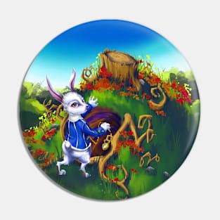 Framed White Rabbit Pin