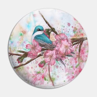 Tree Swallow Watercolor Pin