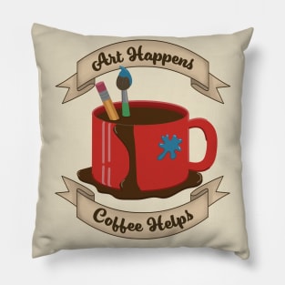 art happens coffee helps Pillow