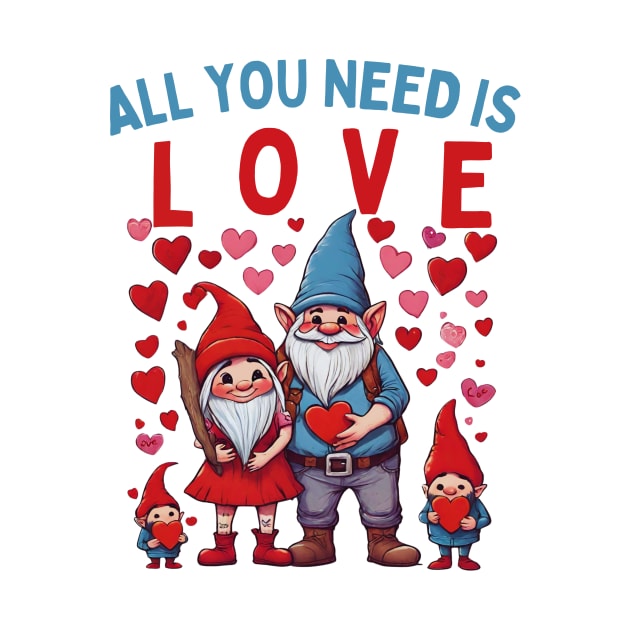 Gnomies All You Need Is Love Valentines Day Womens Girls by Pikalaolamotor