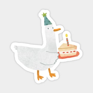 Cute Party Duck with Birthday Cake Magnet