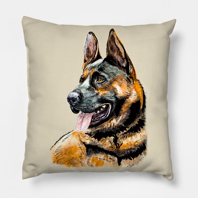 German shepherd Pillow by VicaVeresk