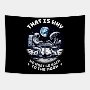 Alien vs. Astronaut – Chess Moon Landing Space Tapestry