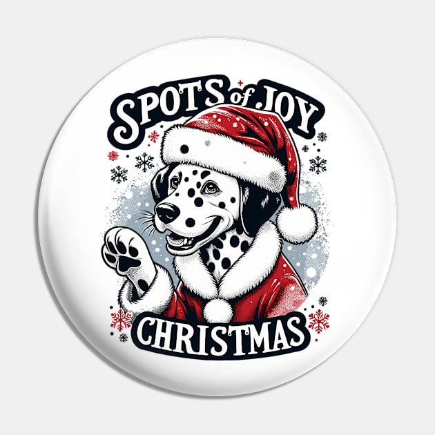 "Spots of Joy Christmas" - Festive Dalmatian Santa Pin by WEARWORLD