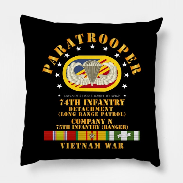 74th Inf Det - N Co 75th Inf Ranger Oval w Paratrooper w VN SVC Pillow by twix123844