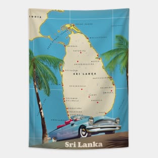 illustrated map of sri lanka Tapestry