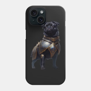 Mighty Black Pug in Heavy Mythical Armor Phone Case