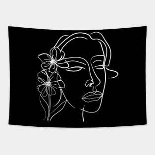 Lines Face and Flower light Tapestry