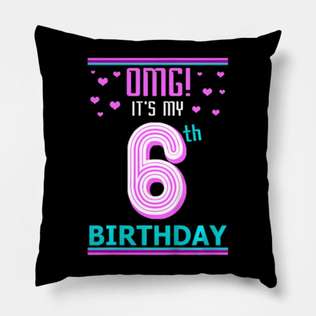 Kids 6Th Birthday Gift Omg Its My Birthday 6 Year Old Pillow by Zoe Hill Autism