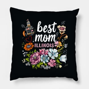Best Mom From ILLINOIS, mothers day USA Pillow