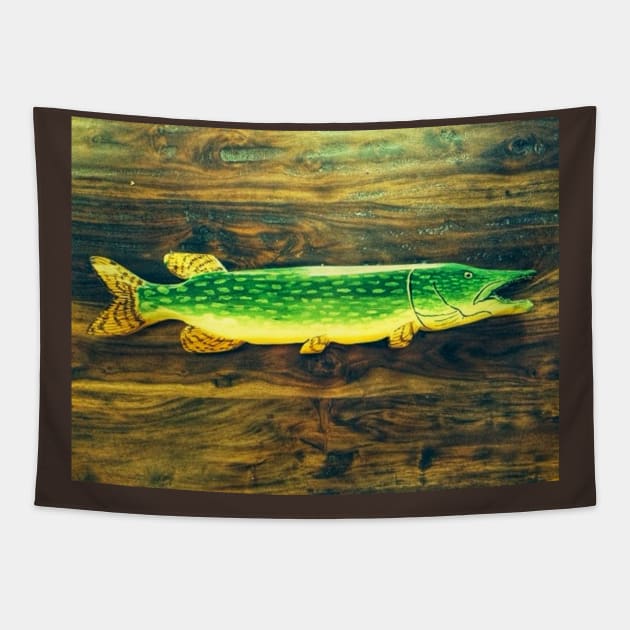 Northern Pike decoy Tapestry by Matt Starr Fine Art