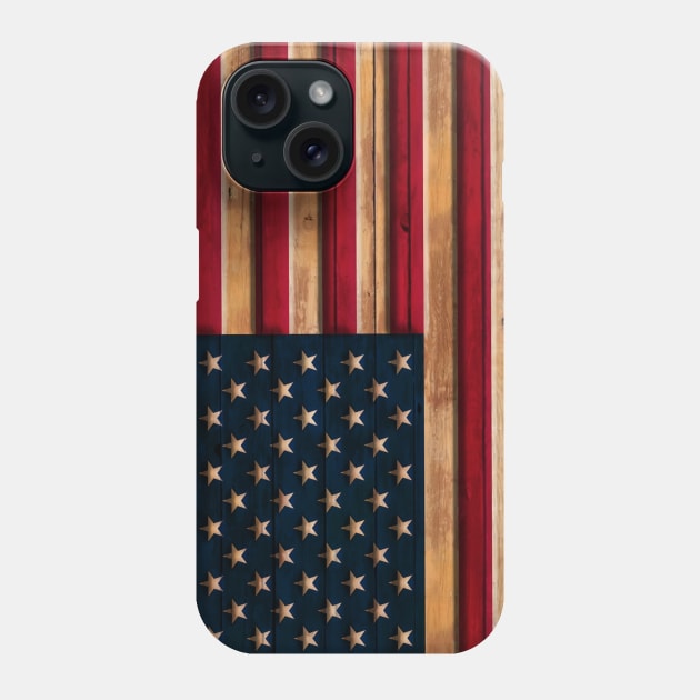 Vintage American Flag Wood Look Phone Case by E