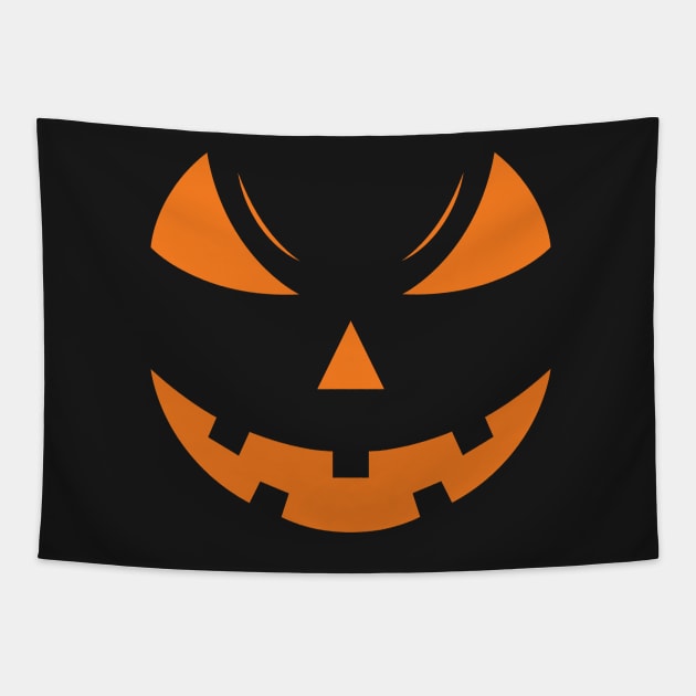 Halloween Scary Evil Pumpkin Funny Pumpkin Head Tapestry by ChicGraphix