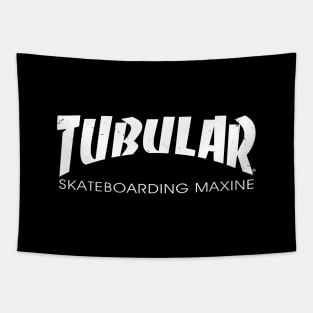 Skateboarding Retro 80's Sci-fi Tv Show Quoted Logo Parody Tapestry