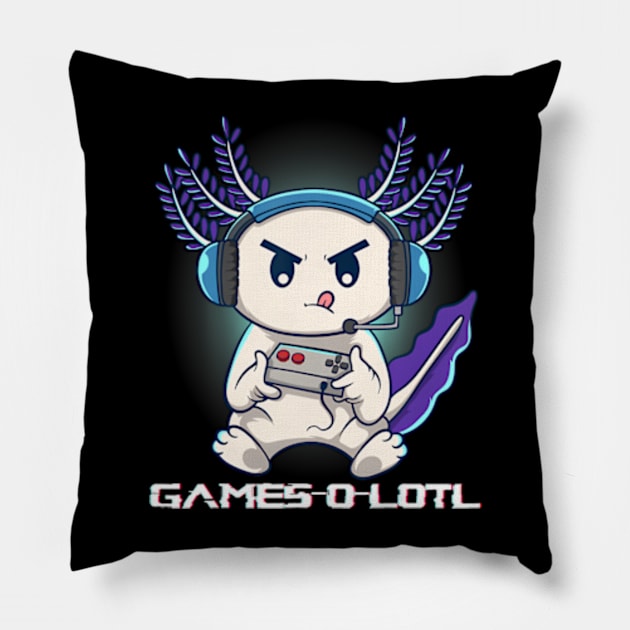 Axolotl Playing Console Video Games Gamesolotl Gaming Pillow by Daysy1