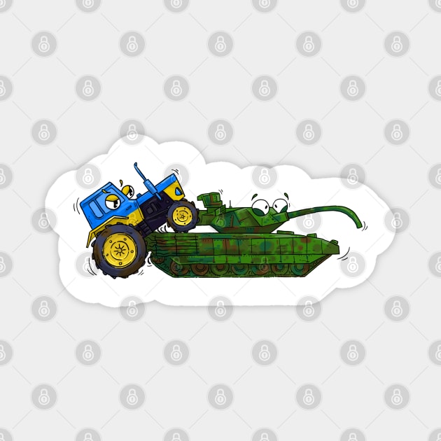 Ukrainian Tractor on Russian Tank Magnet by Ukraine Prints