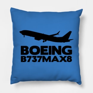 Boeing B737Max8 Silhouette Print (Black) Pillow