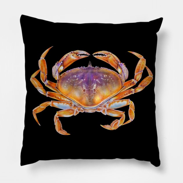 Dungeness crab Pillow by Tim Jeffs Art