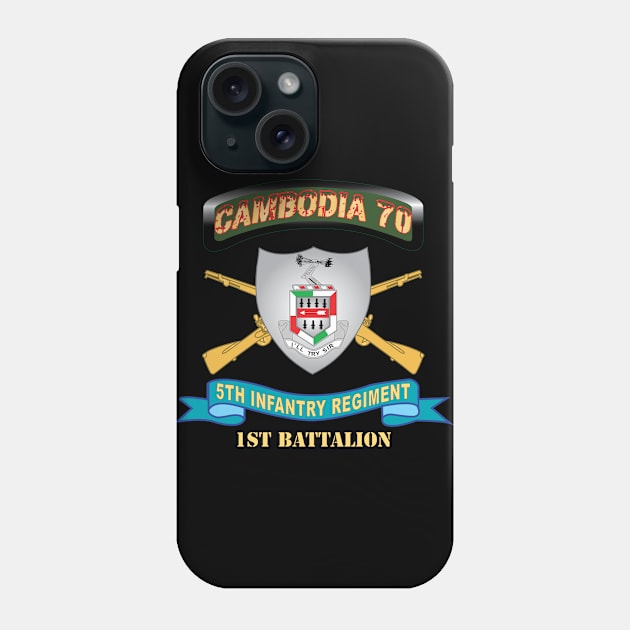 5th Infantry Regiment - DUI - 1st Battalion w Cambodia Tab w Br - Ribbon X 300 Phone Case by twix123844