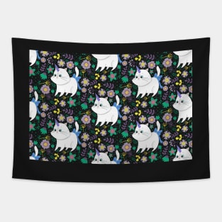 Caticorn Pattern Unicorn girl Flowers Vintage Tapestry