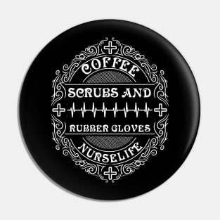 Coffee scrubs and rubber gloves nurse Pin