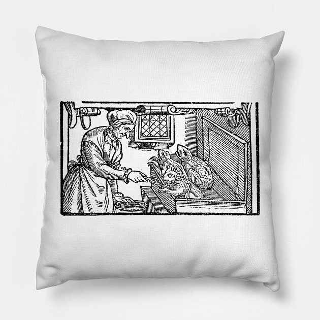 A Rehearsal both Strange and True / Witchcraft Wodcut Pillow by CultOfRomance