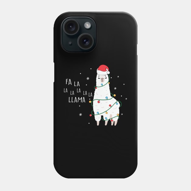 Fa La La Llama Santa Hat Wrapped in Christmas Lights Phone Case by BadDesignCo