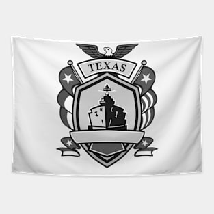 Texas Battleship Badge Grayscale Tapestry