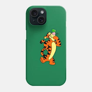 Tiger with Awareness Ribbon Butterfly (Green) Phone Case