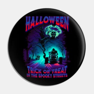 Zombie Dragster Halloween Trick or Treat in the Spooky Streets Scary Pin