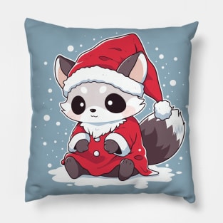 A tiny raccoon trying to be like Santa Pillow