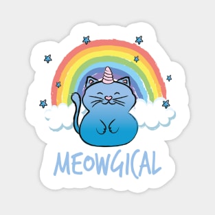 Blue cat unicorn Magnet