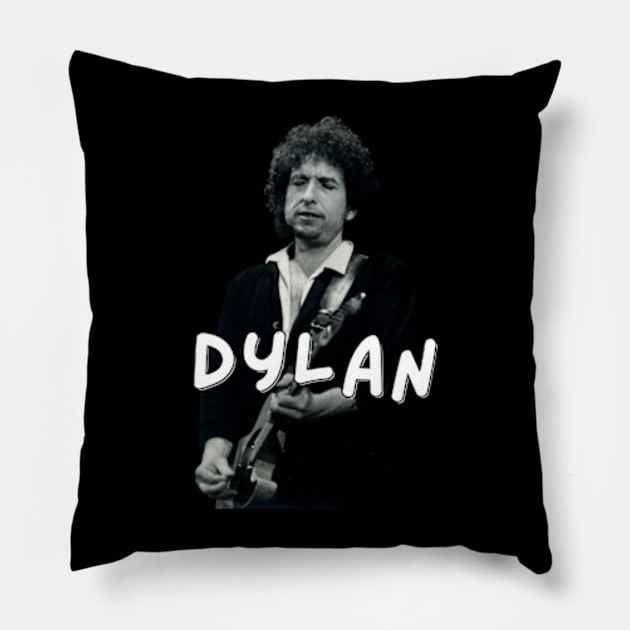 bob dylan portrait quotes art 90s style retro vintage 80s Pillow by graphicaesthetic ✅